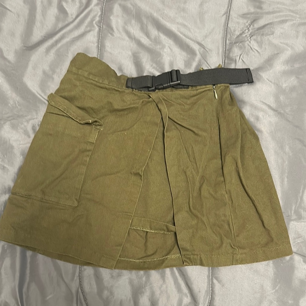Olive Mini Skirt with Belt